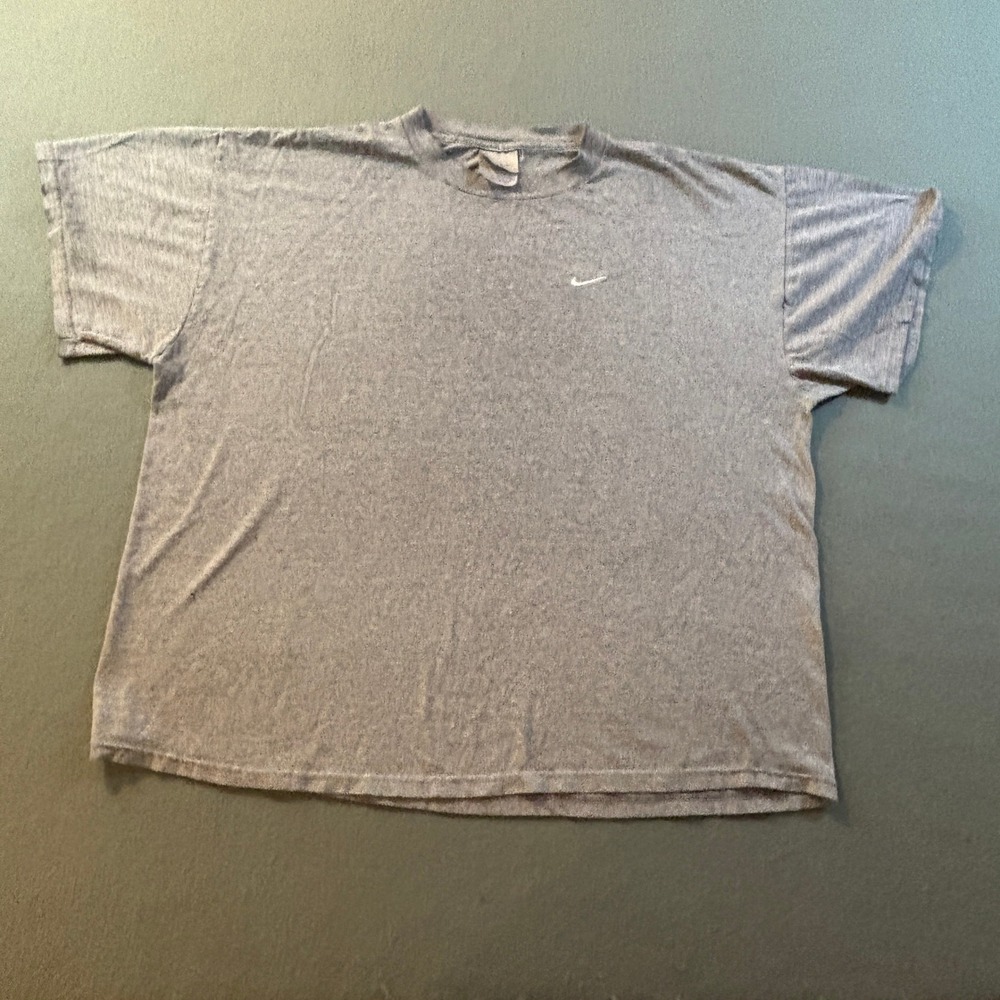 VTG Nike Gray Embroidered Center Swoosh T Shirt Mens XL Y2K Heathered 90s